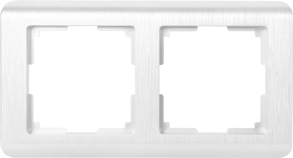 Рамка WERKEL Stream на 2 поста — серебристая рифленая для розеток и выключателей 82125384