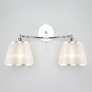 Бра с белыми абажурами хром Cornetto 60094/2 EUROSVET CORNETTO 00-3931665 Серебро