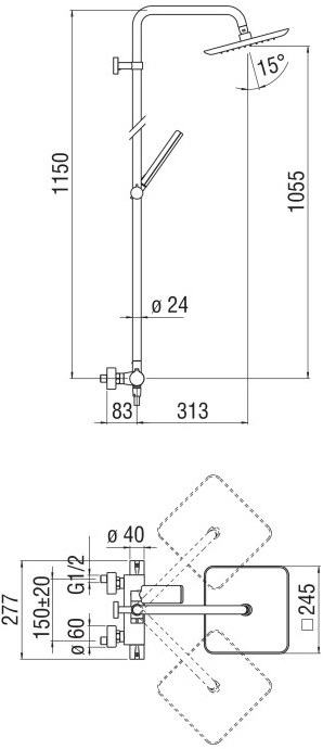 Nobili Rubinetterie Настенная душевая стойка с душевой лейкой Sand sun-id-1513594 - Вид №3