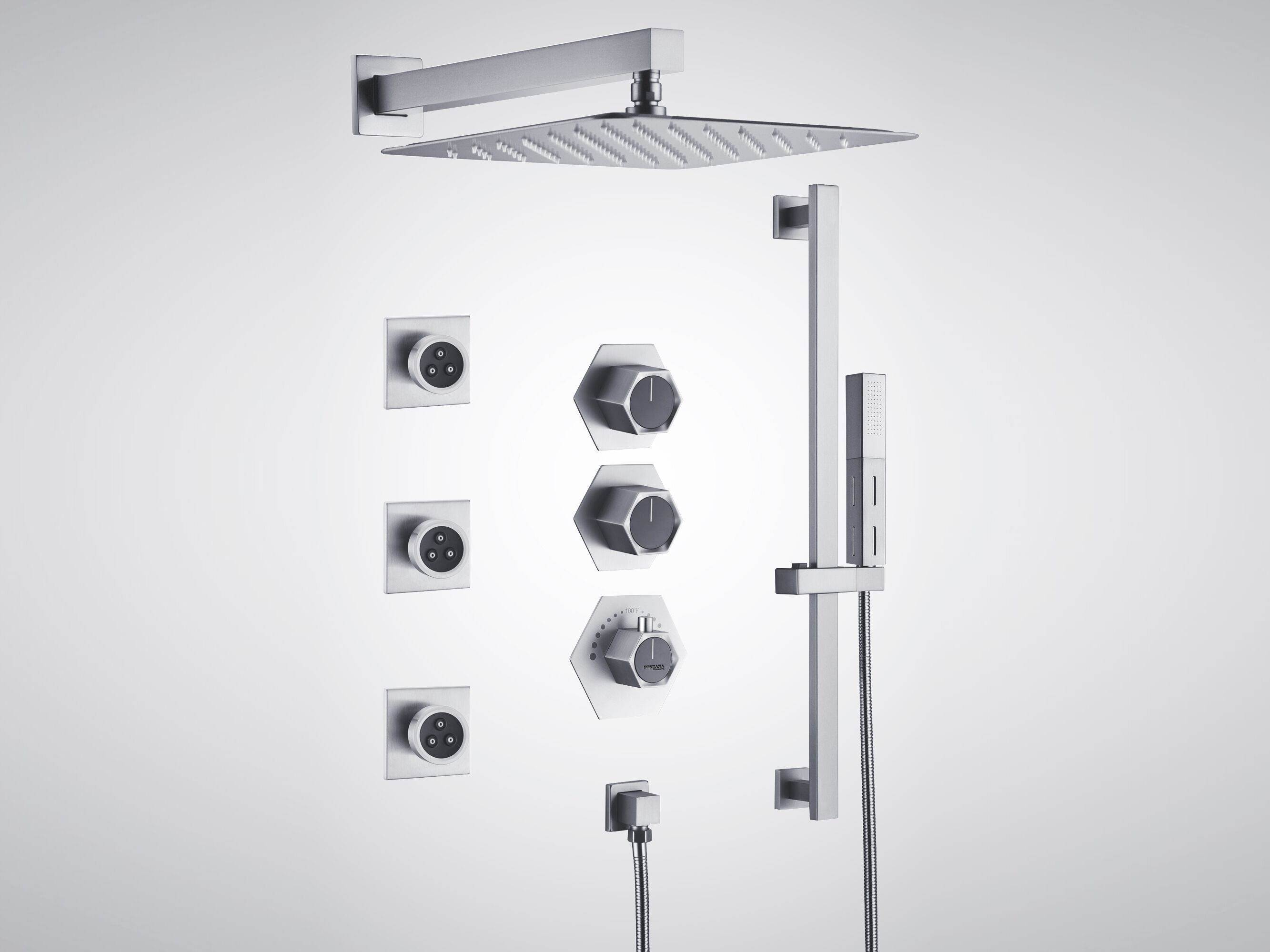 Термостатический набор для душа со светодиодным переключателем Fontana Showers GIOIA ARCH-00067812