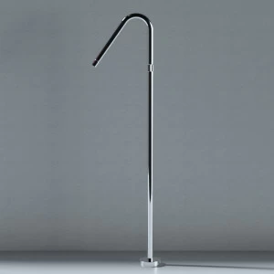 Смеситель напольный с прогрессивным картриджем, сатинированная нержавеющая сталь.