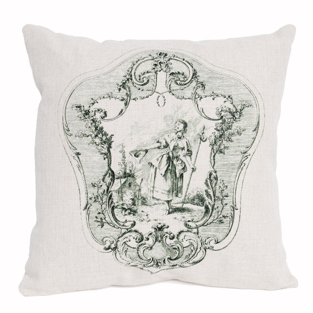 2719143 Декоративная подушка «Туаль де Жуи», сюжет 3, антик грин Object Desire 