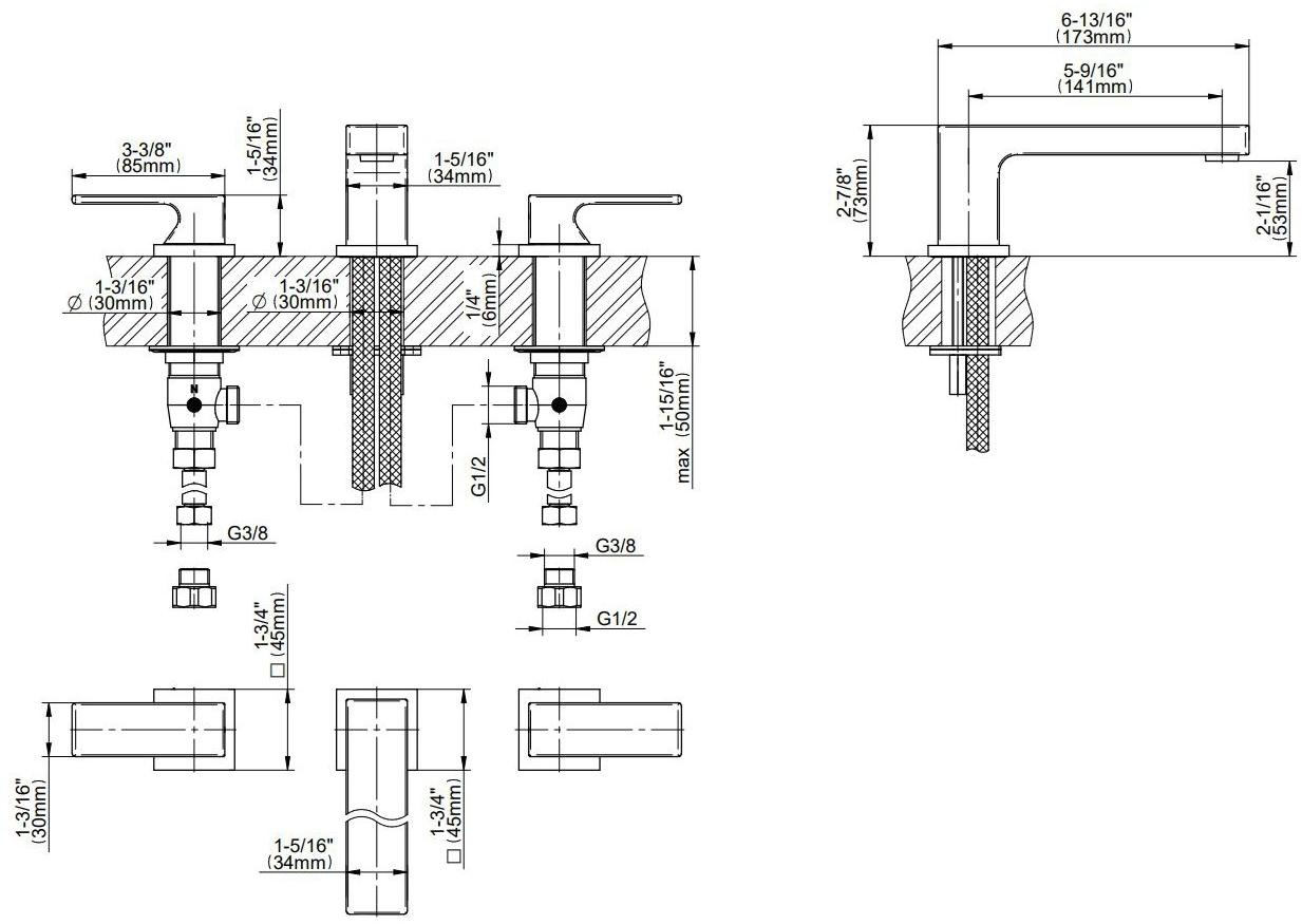 GRAFF Смеситель для раковины на 3 отверстия Incanto 5312500 - Вид №2