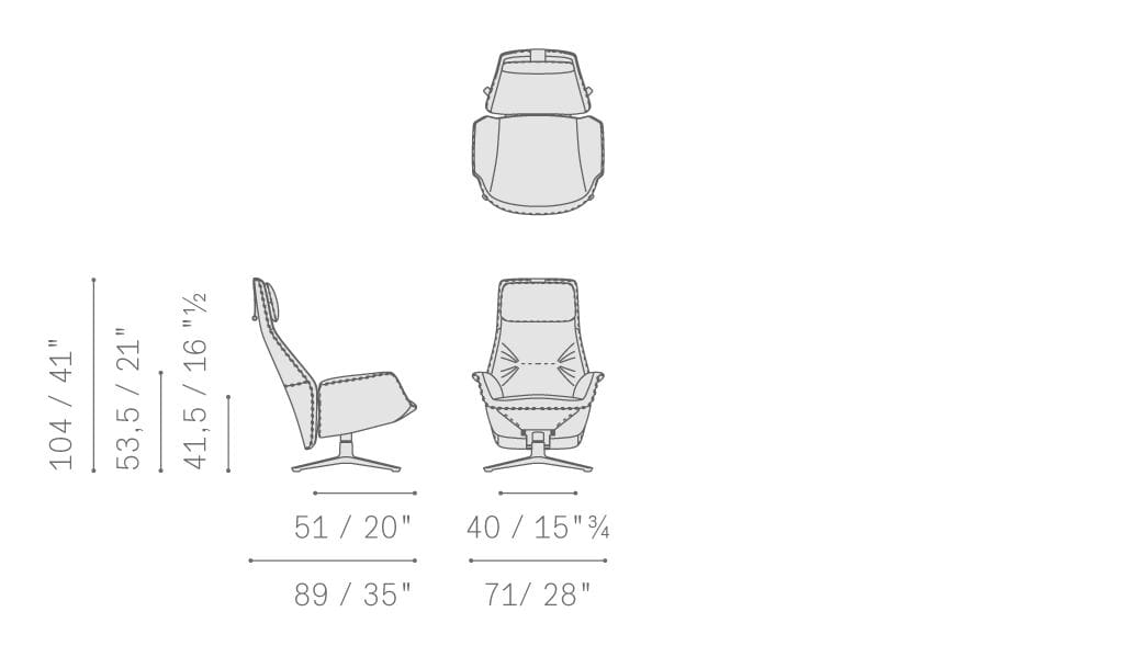 Кожаное кресло с высокой спинкой Poltrona Frau коллекция - диваны и кресла ARCH-00071629 - Вид №5