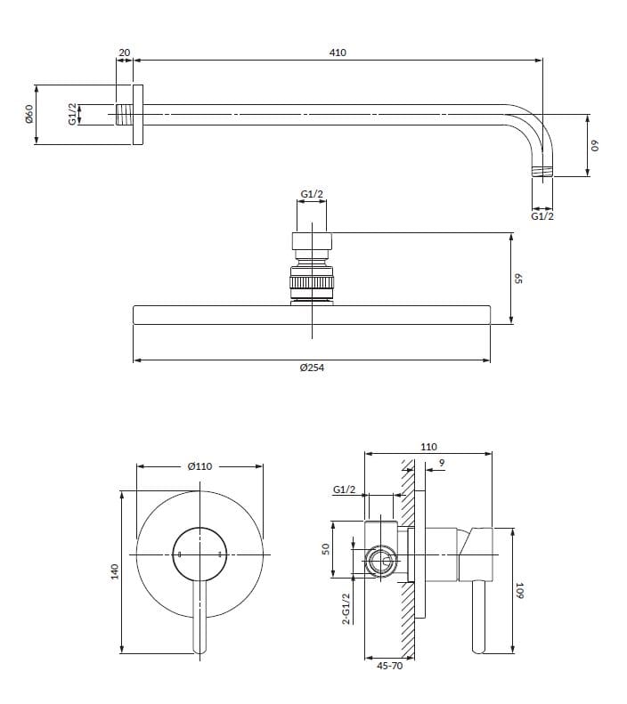 Встраиваемый набор для душа с душем OMNIRES Y SYSY36 ARCH-00086587 - Вид №9