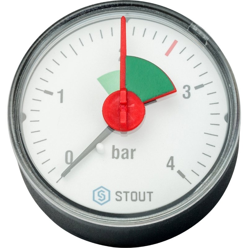 Манометр аксиальный с указателем предела 50 мм 1/4" 4 бар STOUT SIM0007500408 - Вид №4