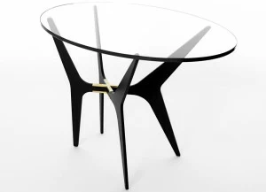 GABRIEL SCOTT Высокий овальный стол из стали и стекла Dean