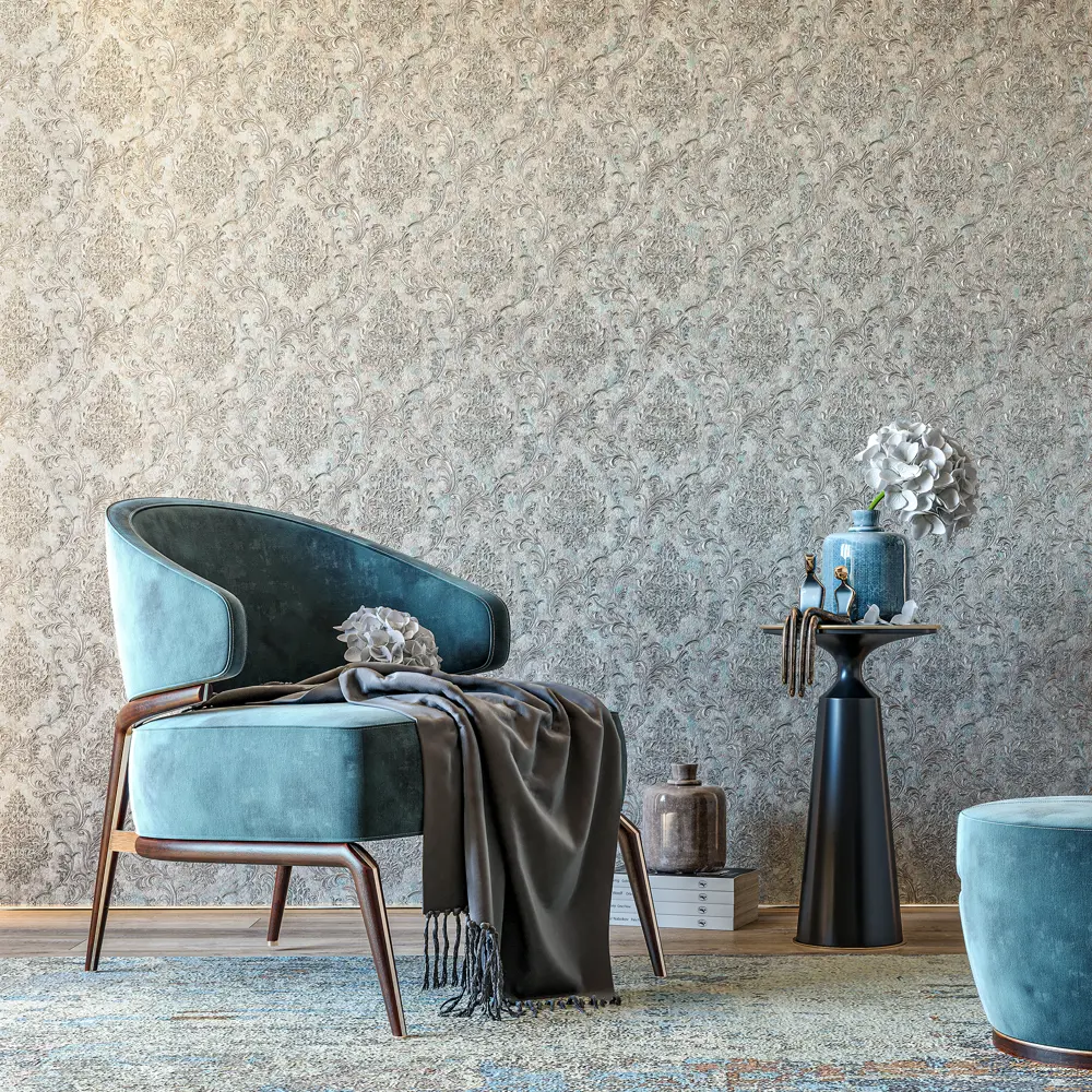 Обои флизелиновые Palitra Home Diamond бежево-зеленые 1.06 м HC71781-27 83537059 STLM-2185490 - Вид №2