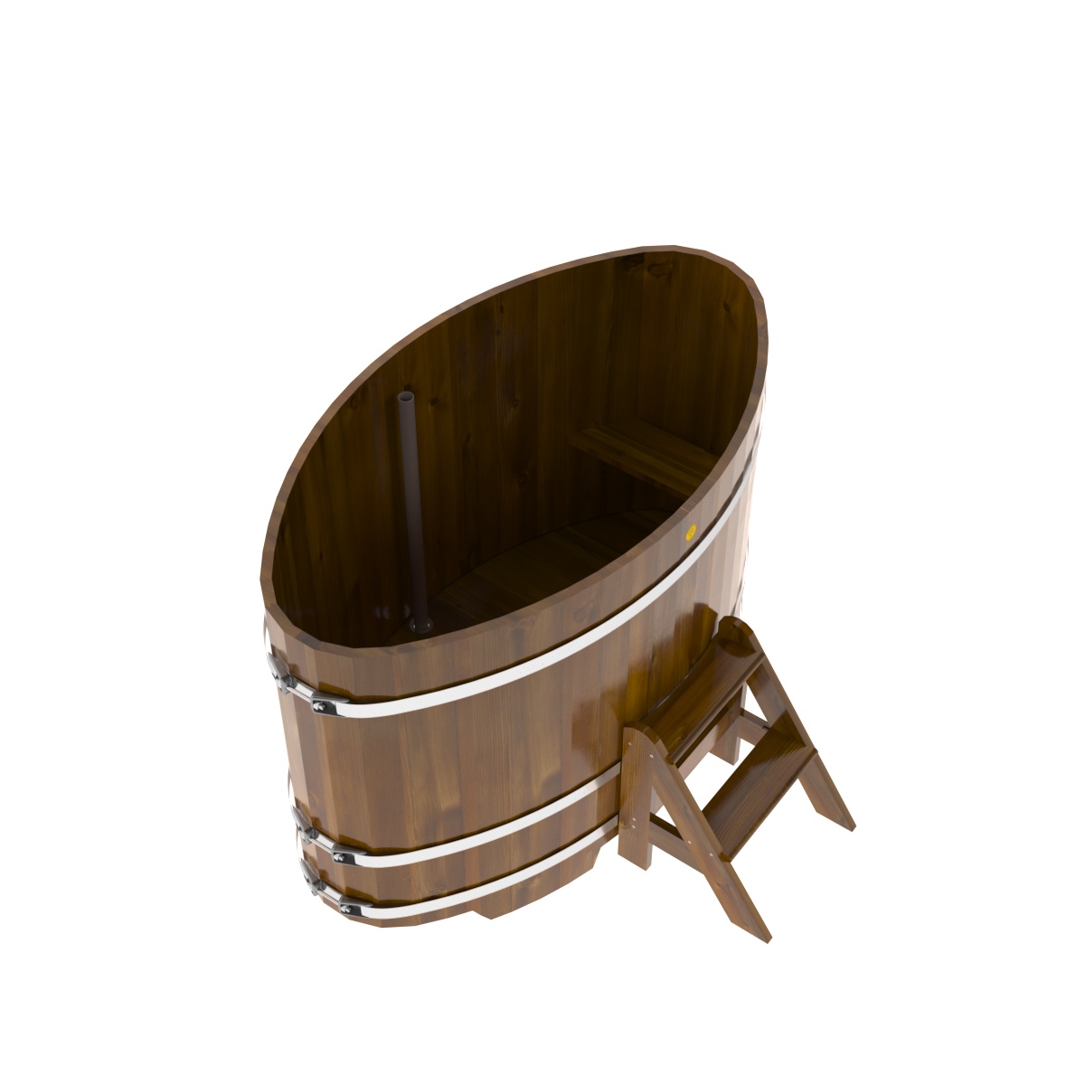 2273 Купель овальная из лиственницы Рустик 0,92х1,66х1,1 морёная Alyarus  - Вид №2