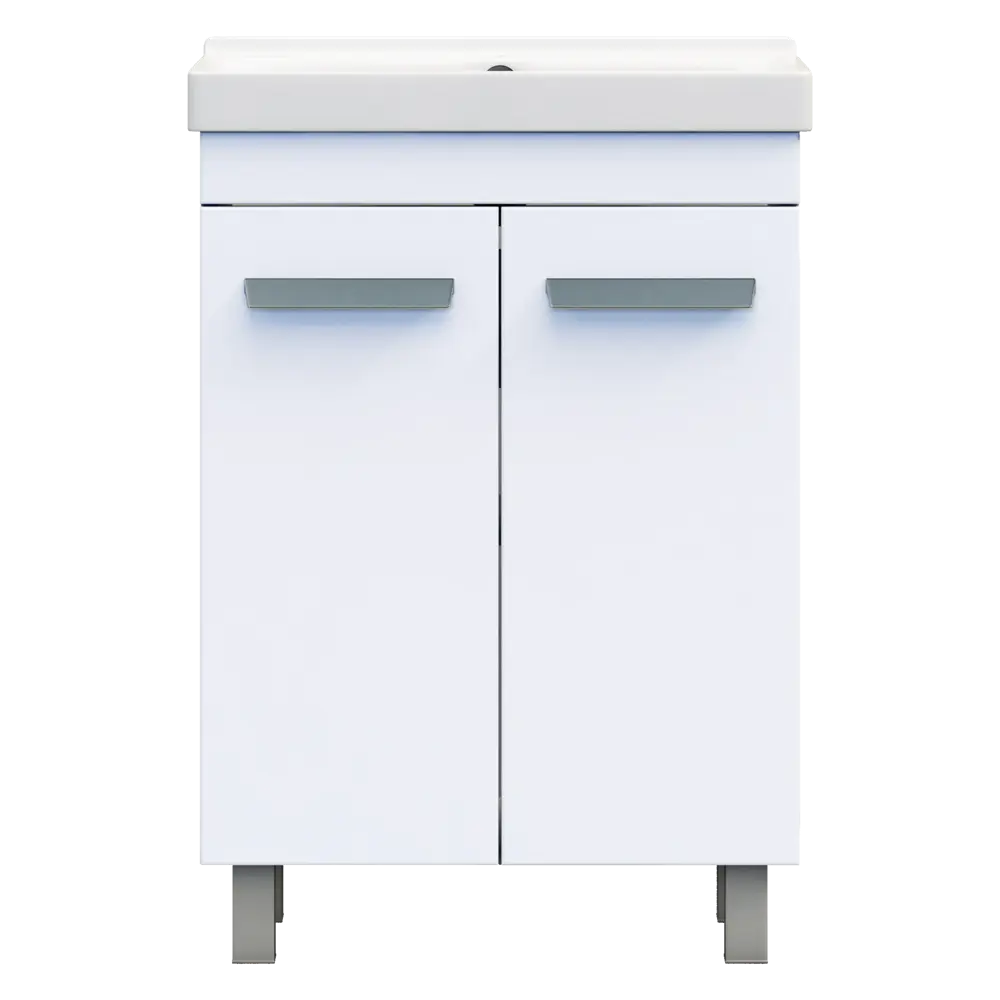 Тумба в ванную Vigo Milo 60-2-0 60x80 см ДСП цвет белый глянец с раковиной Sanita Luxe Fest 60 89432219 STLM-2103630