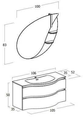 LEGNOBAGNO Подвесной туалетный столик с ящиками, лакированный Urban sun-id-1429601 - Вид №2