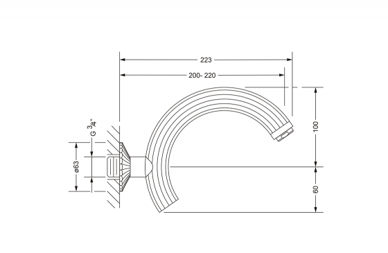 Настенный излив для ванны ¾" JOERGER Cronos Crystal 637.11.100.000 - Вид №1