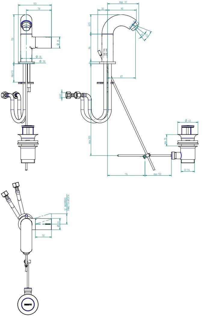 ZAZZERI Смеситель для биде, однорычажный, настольный Pop sun-id-1408882 - Вид №2