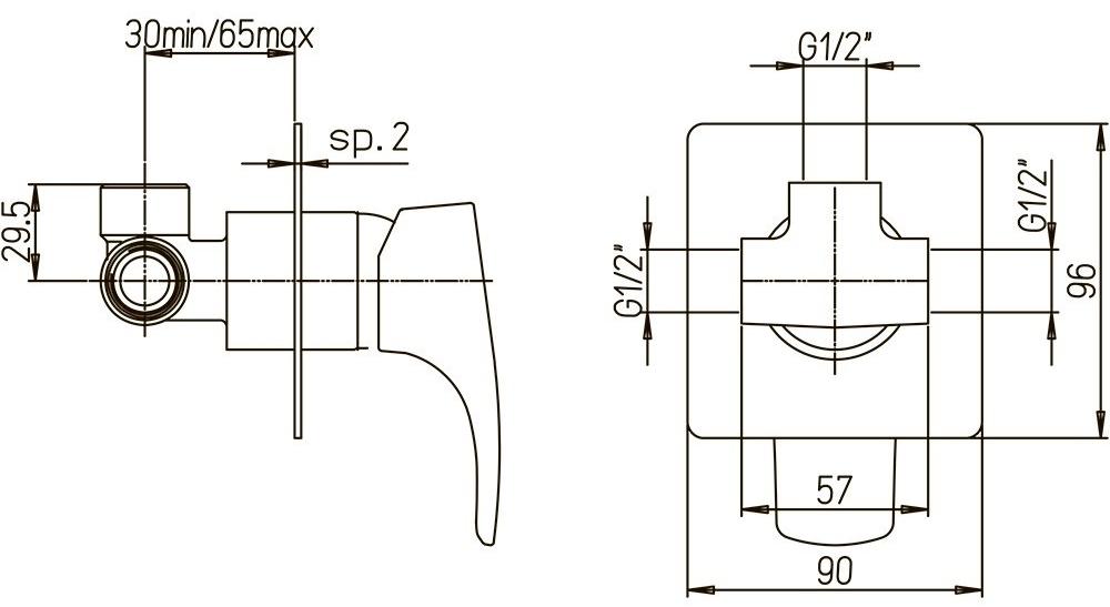 Paini Lady 89CR690 смеситель встраиваемый для душа - Вид №2