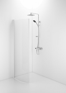 58800080 Гнутая дверь IFO Space SBVK, белые лакированные профили, прозрачное стекло с профилем ручки, SBVK 800