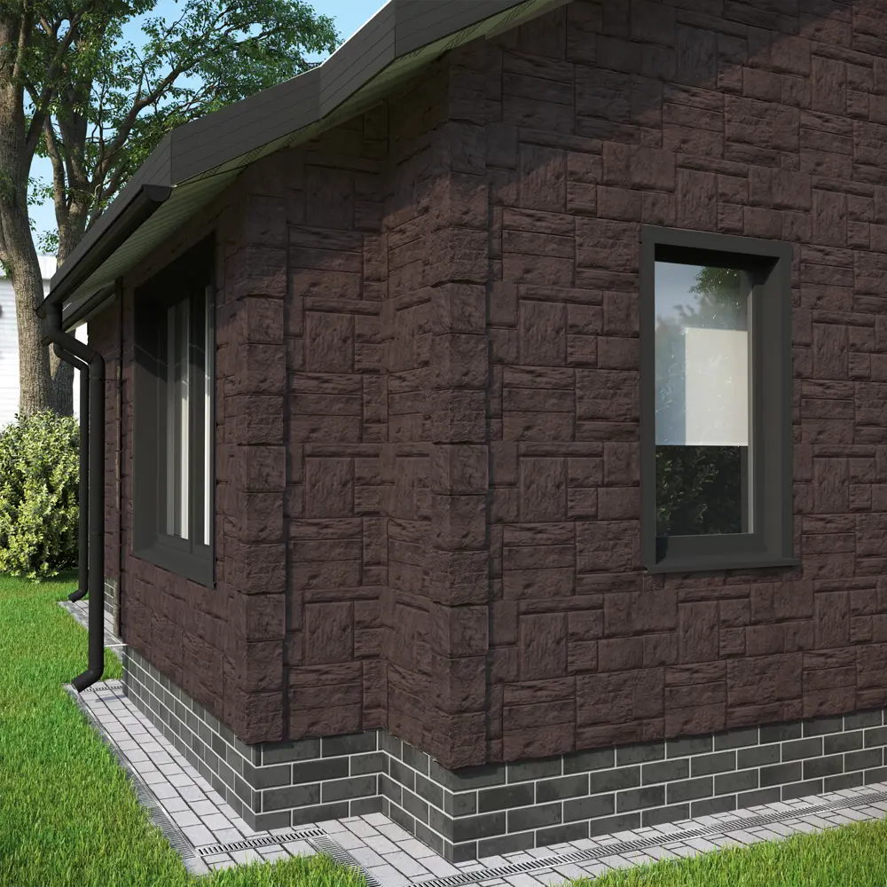 Фасайдинг Дачный Туф 3D-facture темно-коричневый 0.41 м² 85636850 STLM-2184631 FINEBER Нет - Вид №3