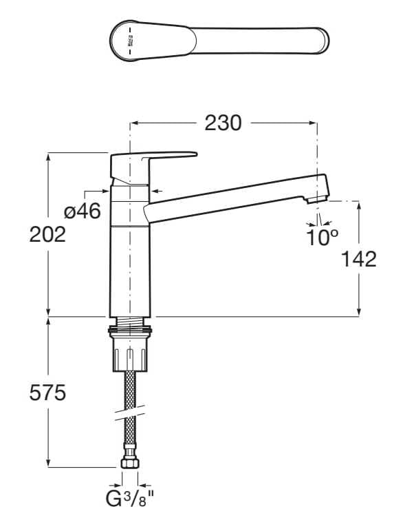 Смеситель для кухни из латуни с поворотным изливом Roca Victoria Plus ARCH-00056047 - Вид №2