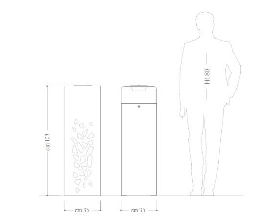 Корзина для мусора из оцинкованной стали с крышкой и пепельницей DIMCAR Komete ARCH-00120488 - Вид №2