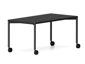 Прямоугольный стол из стали и дерева с колесами