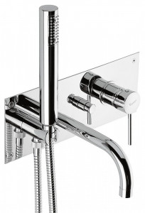 45051CR Emmevi Piper, встраиваемый смеситель для ванны на 3 выхода: ручной душ, излив, дивертер, цвет хром