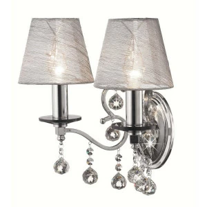 Бра с абажуром на 2 лампы серые Grensholm 102441 MARKSLOJD GRENSHOLM 00-3930980 Серебро;серый