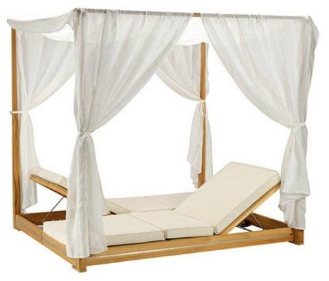 Ethimo Откидывающаяся грядка из тикового дерева с балдахином Essenza Ezlb0100 - Вид №1