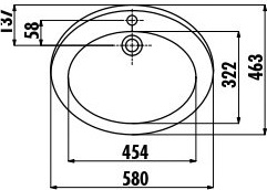 TP230-00CB00E-0000 Раковина TP230 мебельная (46*58 см) Creavit  - Вид №1
