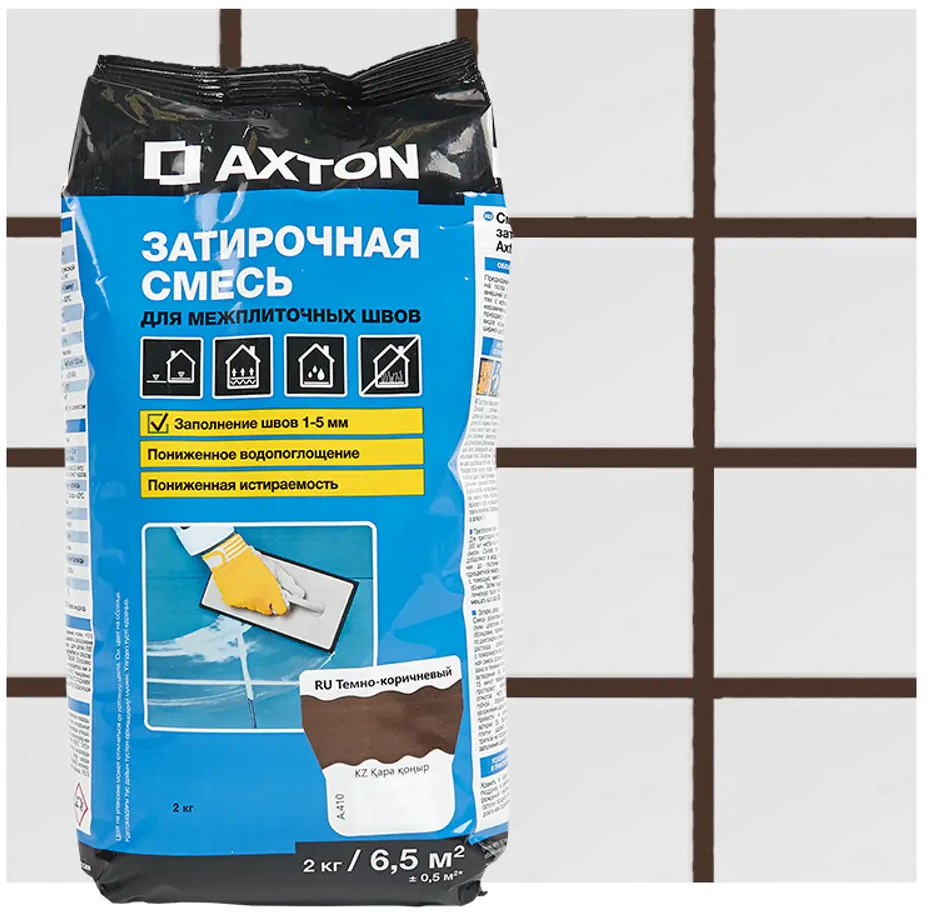 Цементная затирка Axton А.410 темно-коричневая для плиточных швов 2 кг 82403013