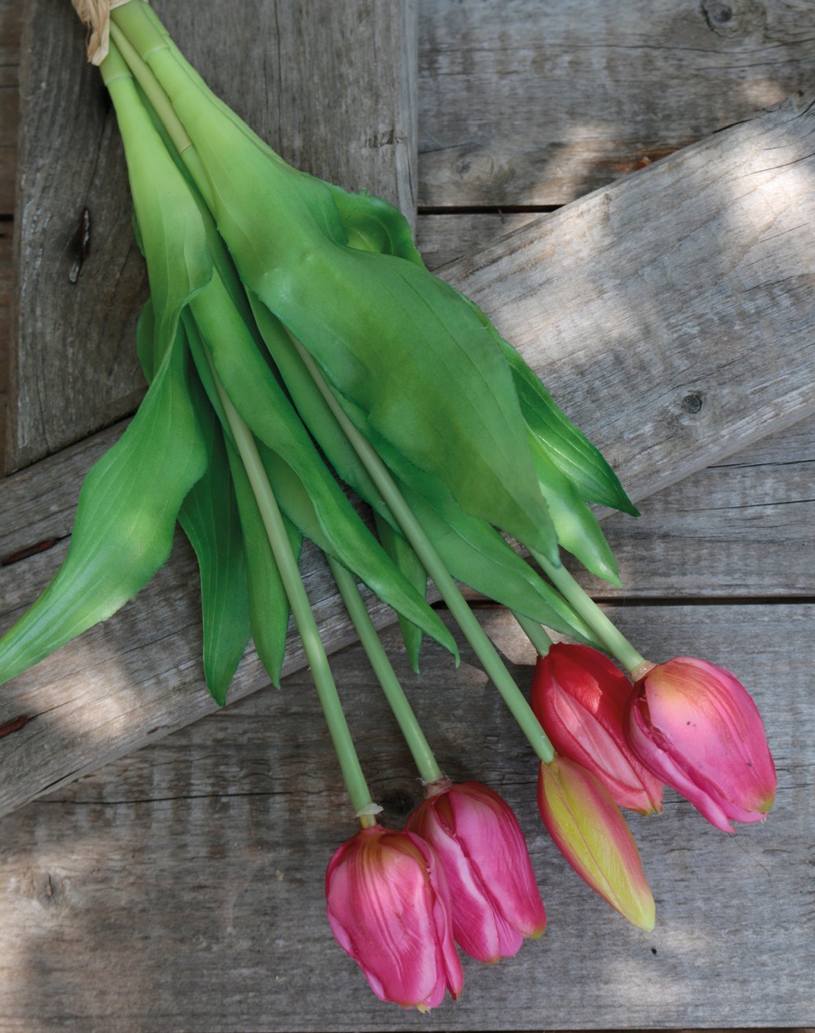 2952 515 a3 Букет искусственных тюльпанов, 5-кратный, 37 см, розовый H-andreas  - Вид №4