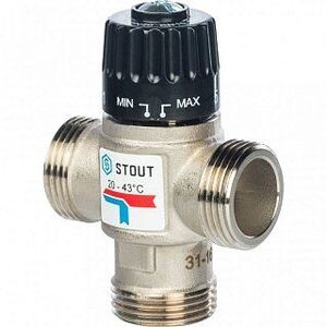 Термостатический смесительный клапан 1" STOUT НР 20-43°С 1,6 KV