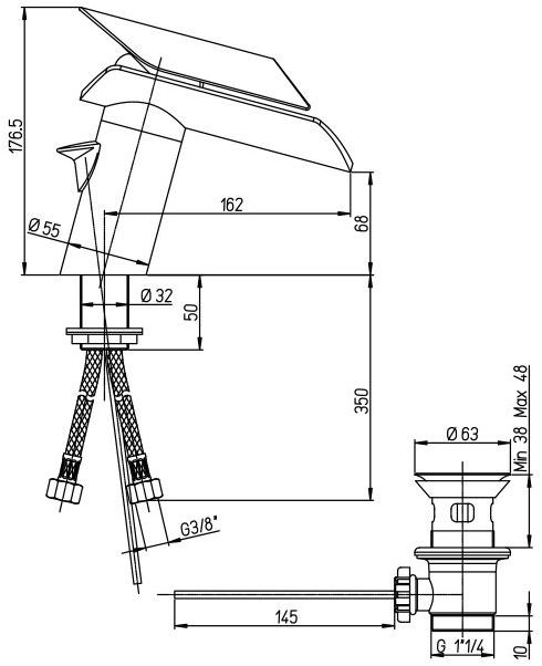 Paini Morgana 73PW211LH смеситель для раковины с донным клапаном - Вид №2
