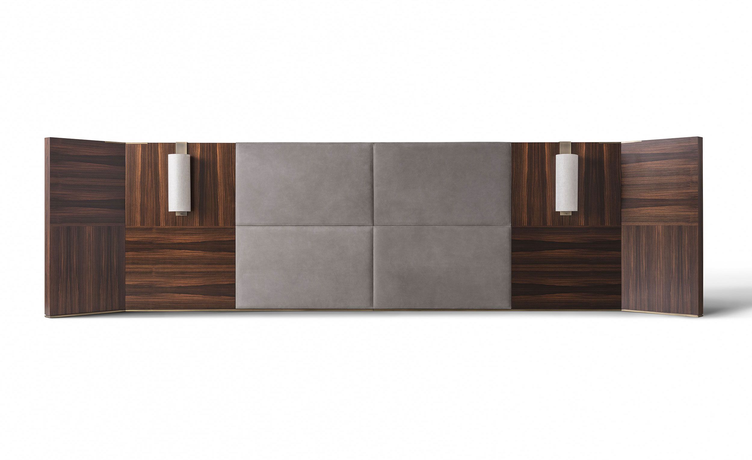 Кожаный и деревянный изголовье для двуспальной кровати OAK Metronome ARCH-00110756 - Вид №1