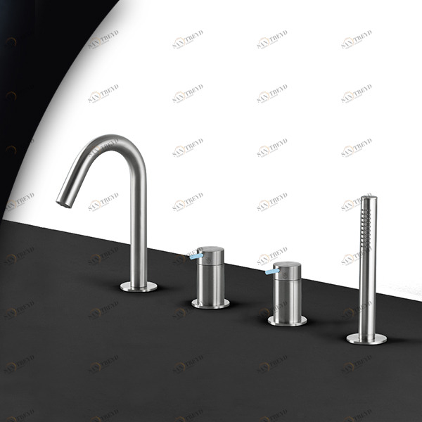 Смеситель для ванны матовая сталь с голубой ручкой Toki Radomonte TKI16SCIL27