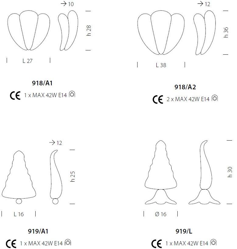 Sylcom Настенный светильник из стекла Bembo 918/919 - Вид №1