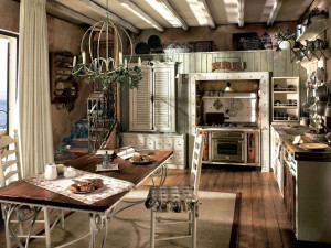 Встроенная кухня из массива дерева