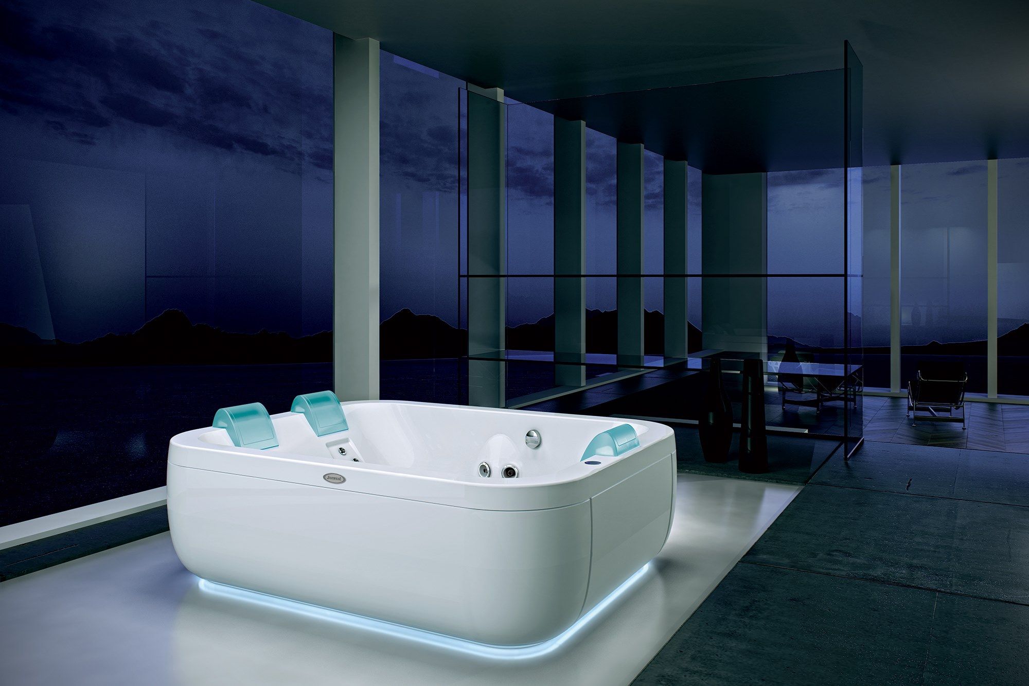 Ванна в центре комнаты с гидромассажем с хромотерапией Jacuzzi® Aquasoul ARCH-00061359 - Вид №3