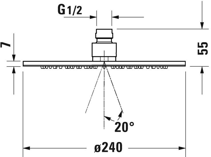 Duravit Ультраплоская душевая лейка с фиксированной струей sun-id-1399037 - Вид №3