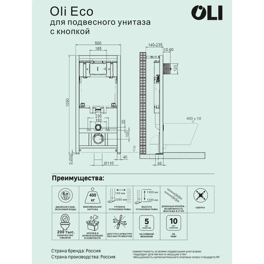 Комплект инсталляции Oli 80 Eco с безободковым унитазом AM.PM Force 89445717 STLM-2122437 - Вид №3