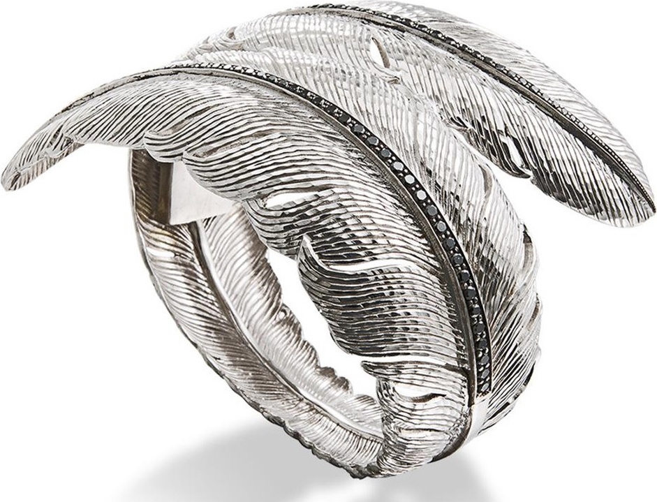 10608568 Michael Aram Браслет "Перо" (серебро, 925пр, черные бриллианты) Серебро 925 