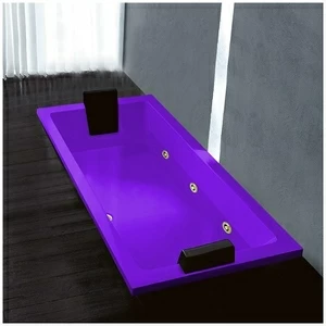 Ванна Gruppo treesse Quadra 180 V0787-SX-FZ фиолетовая с золотой фурнитурой и гидромассажем прямоугольная встроенная левая