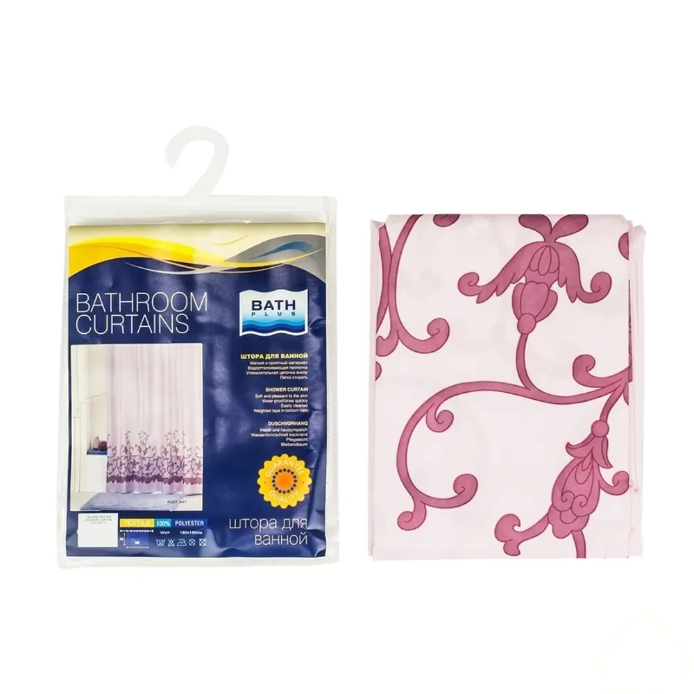 Штора для ванны Bath Plus Plot Art, 180x180 см, полиэстер, цвет розовый Без серии STLM-2085058