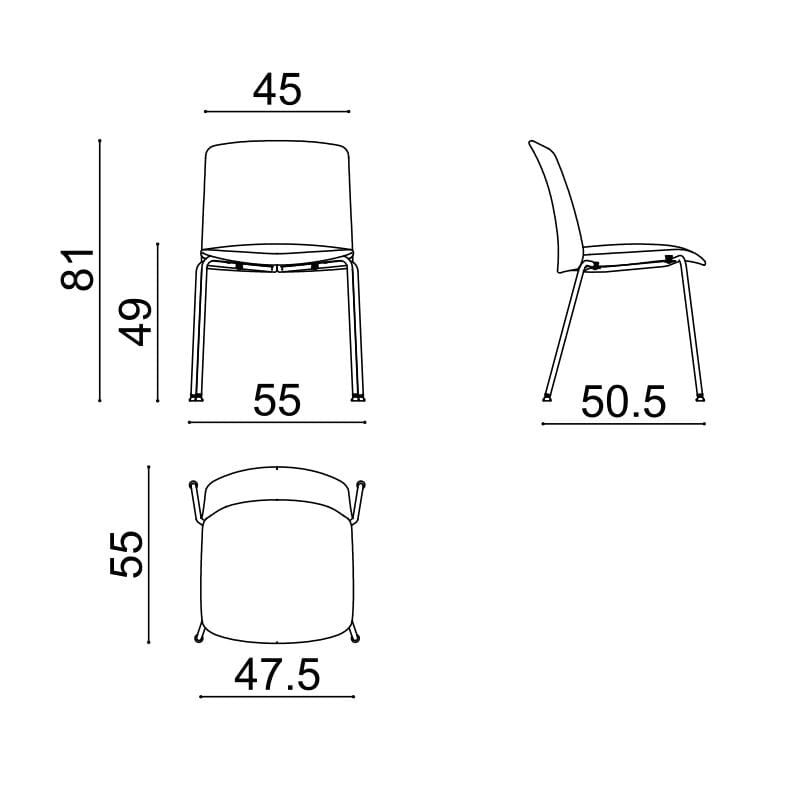 Кожаный и тканевый стул с металлическими ножками Arper Mixu 02 ARCH-00054024 - Вид №3