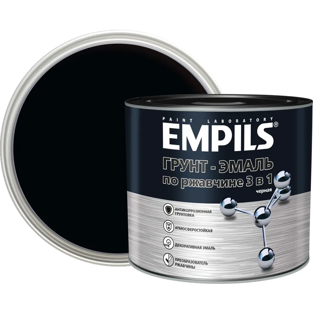 Грунт-эмаль по ржавчине 3в1 Empils PL гладкая цвет черный 2.7 кг STLM-2102215