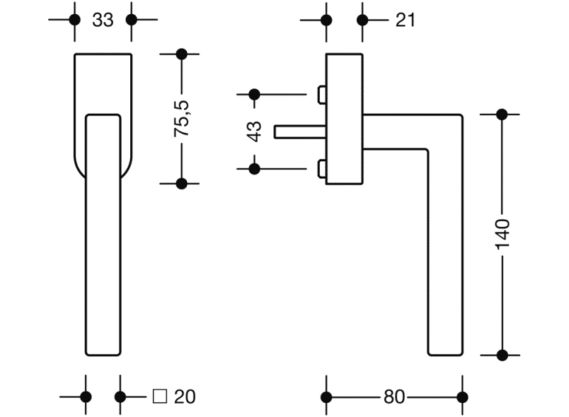 100XPFGA.1 оконная ручка HEWI Beschläge für Fenster  - Вид №1