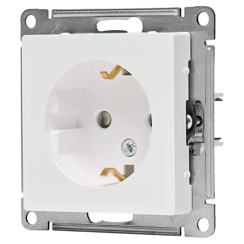 Розетка встраиваемая Systeme Electric AtlasDesign с заземлением со шторками цвет жемчужный 89457346 STLM-2029078 - Вид №1