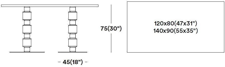 Tirolo Прямоугольный стол из массива дерева и металла Berlino 080 d h75 - Вид №1