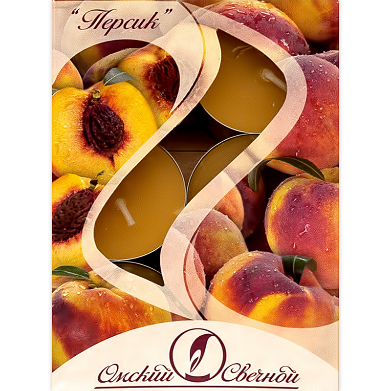 001802 Cвечи в гильзе ароматические 1.6 x 3.8 см 12 г 6 шт. Персик Омский Свечной 