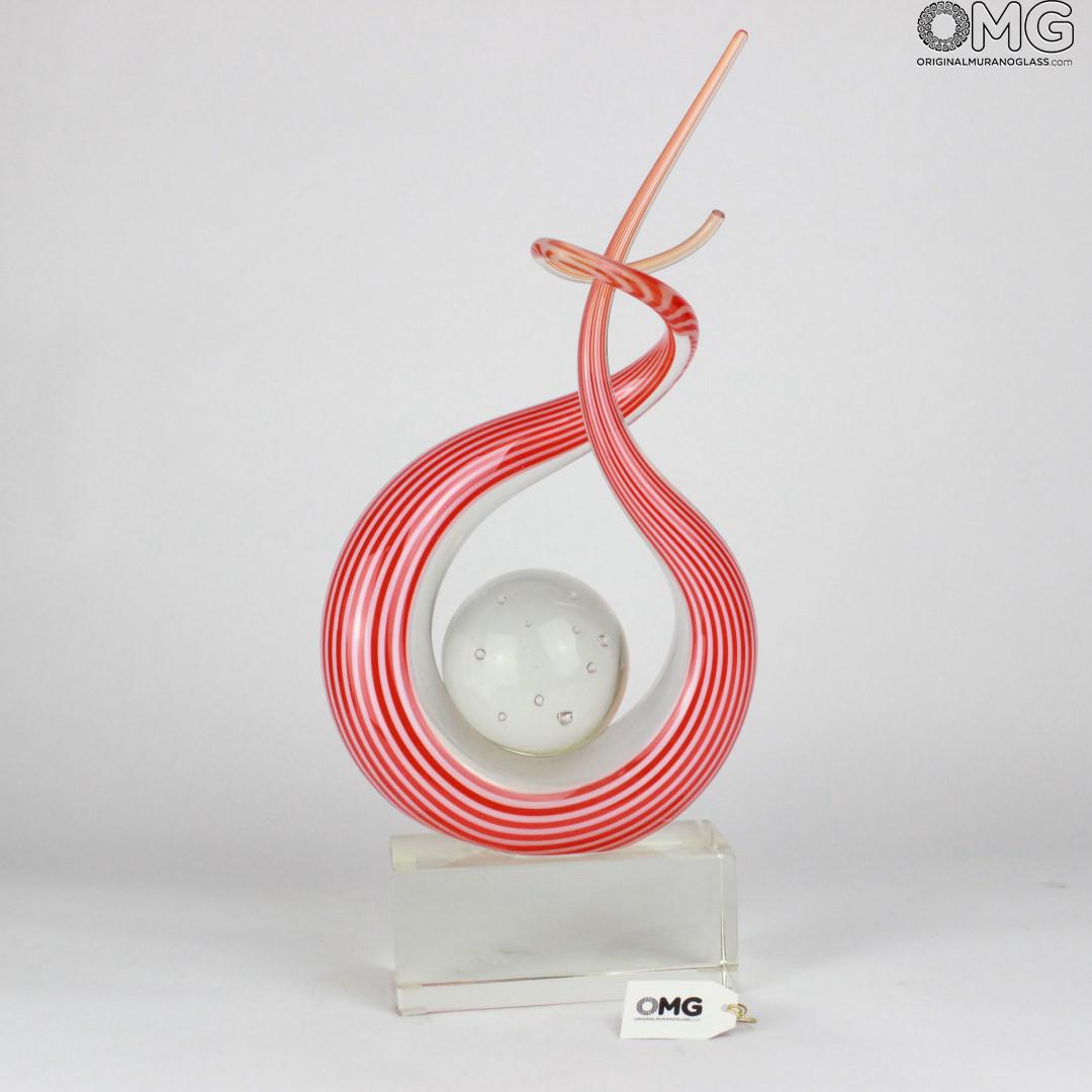 1611 ORIGINALMURANOGLASS Скульптура Диск - Красный завиток - автор Andrea Tagliapietra 16 см  - Вид №1