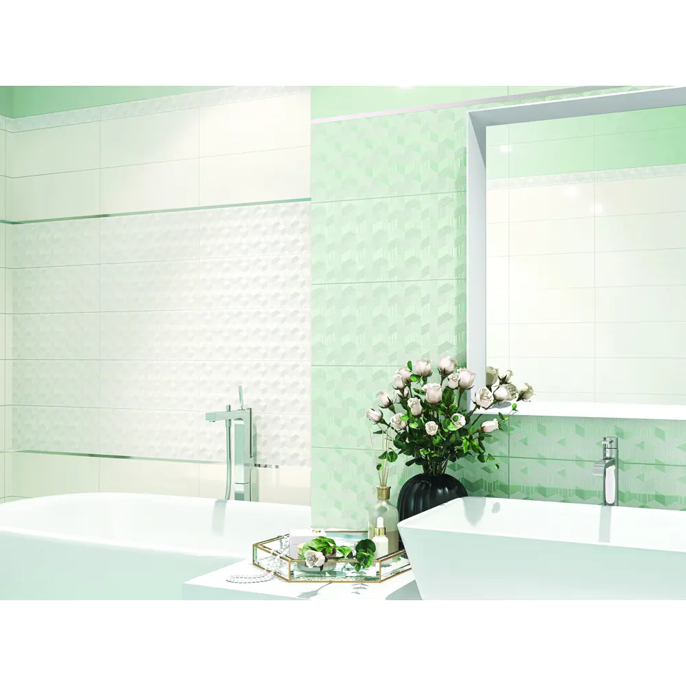 Бордюр настенный Azori Lounge Light Geometria 50.5x6.2 см цвет белый 84587051 STLM-2165121 