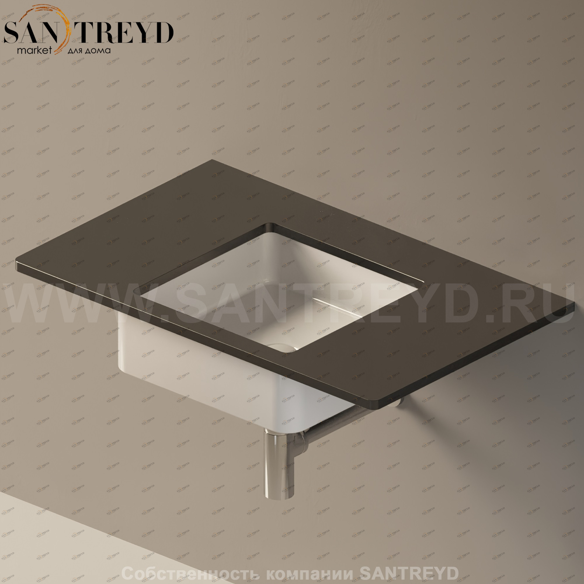 Flaminia FLY Столешница с отверстием под раковину от 80 до 200 см черное стекло FY40PC.9017 Ceramica Flaminia FY40PC9017